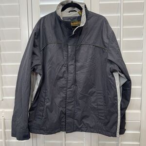 Timberland Windbreaker Jacket Men's Large Black Gray Waterproof Full Zip VTG‎